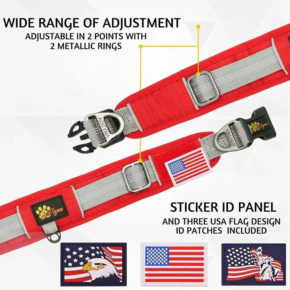 Dog Collar 2 D-Rings Secure - 2-inch Wide Adjustable Dog Collar for Large Dogs